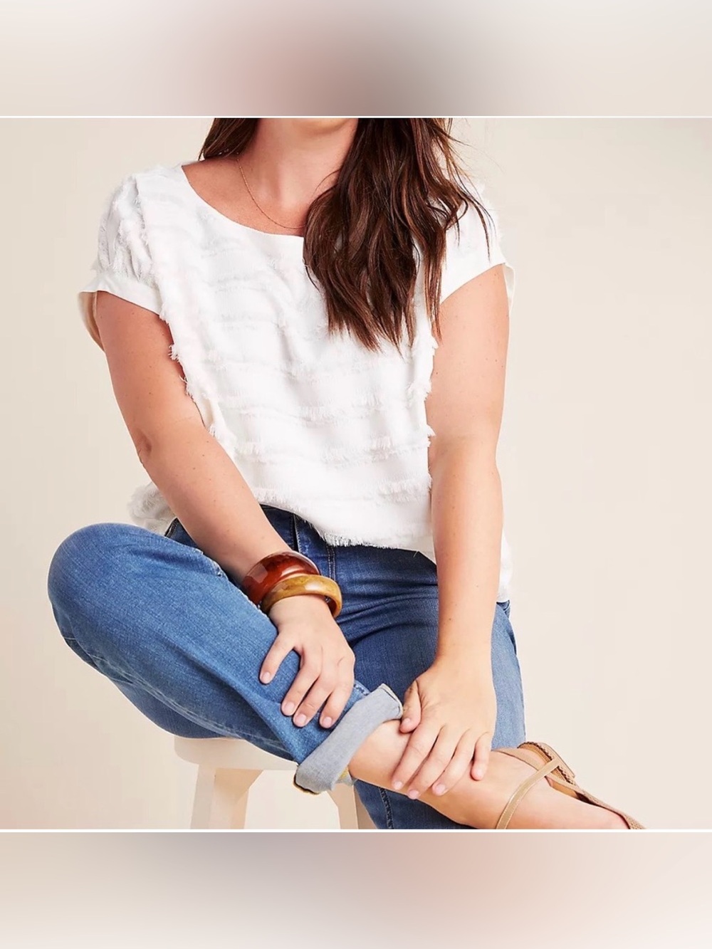 EUC Maeve x Anthropologie Barton Tassel Fringe Top - Picture 3 of 4